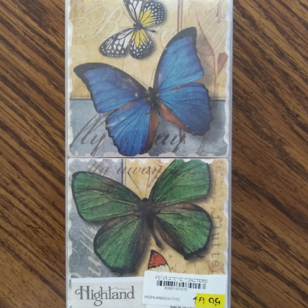 4 Stone Butterfly Coasters